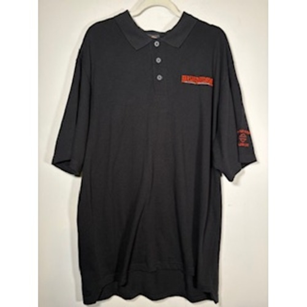 Harley-Davidson Polo Shirt Black Short Sleeve Embroidered Biker Moto Casual XL